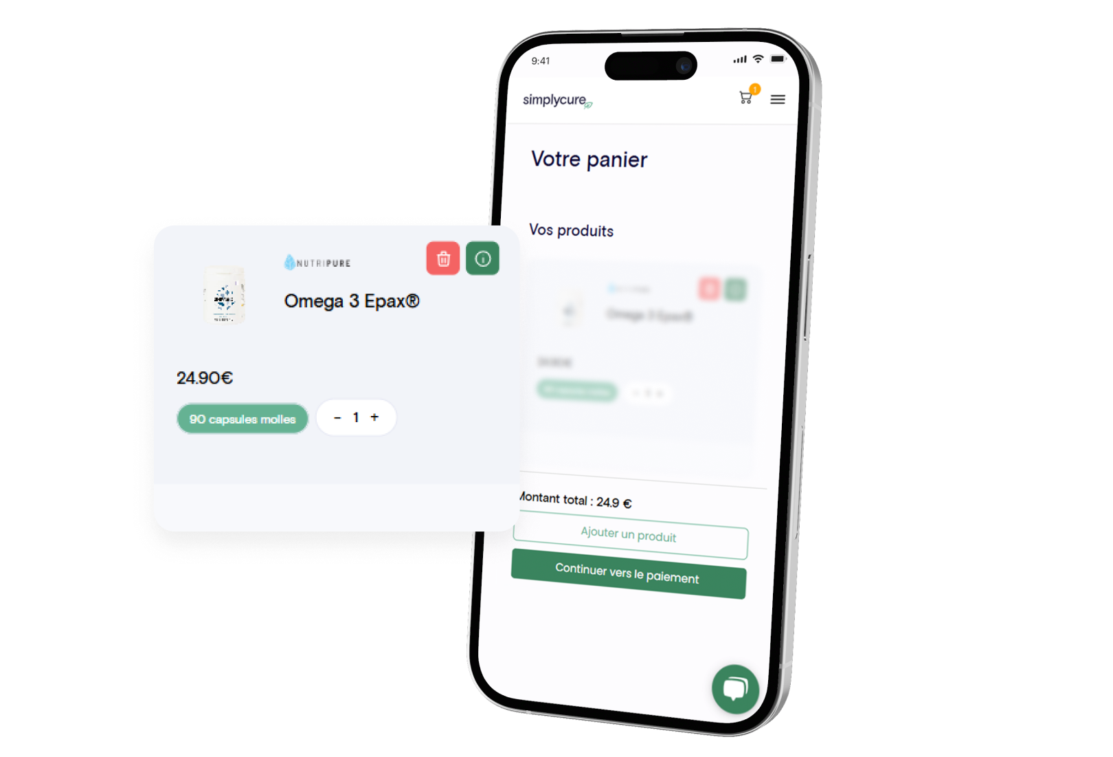 Mockup Patient _ mon panier —_ to show on a mobile interface